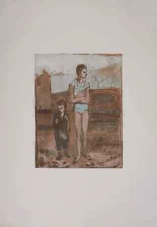 Litografía Picasso (After) - Arlequin et garçon, 1946