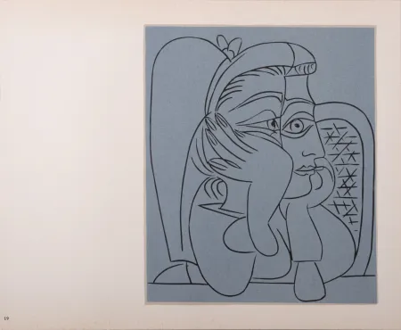 Linograbado Picasso (After) - Femme accoudée, 1962