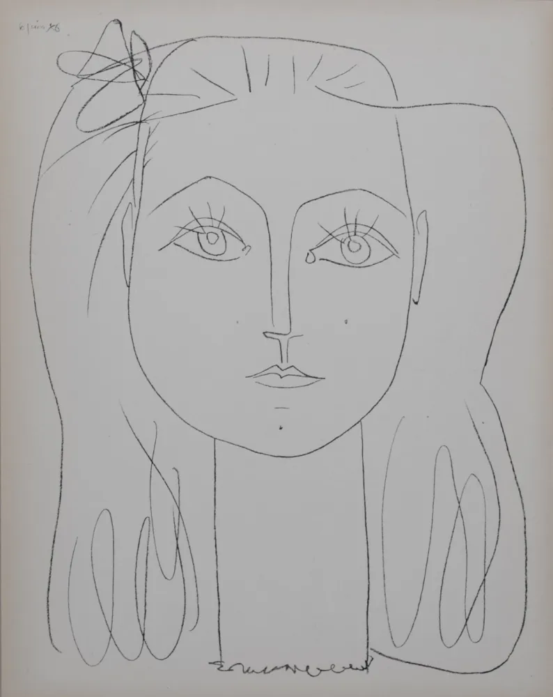 Litografía Picasso (After) - Françoise avec un nœud dans les cheveux