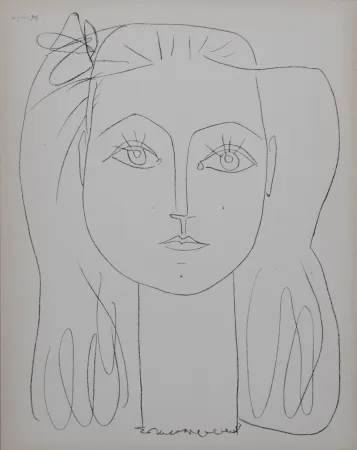 Litografía Picasso (After) - Françoise avec un nœud dans les cheveux