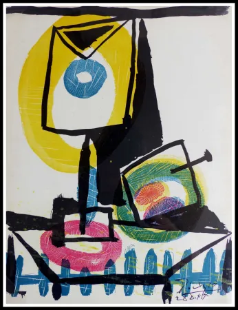 Litografía Picasso (After) - NATURE MORTE AU VERRE