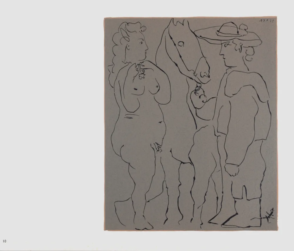 Linograbado Picasso (After) - Picador, femme et cheval, 1962