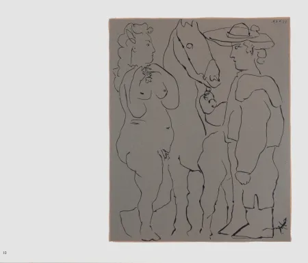 Linograbado Picasso (After) - Picador, femme et cheval, 1962