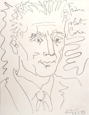 Litografía Picasso (After) - Portrait de Frédéric Joliot-Curie, 1959