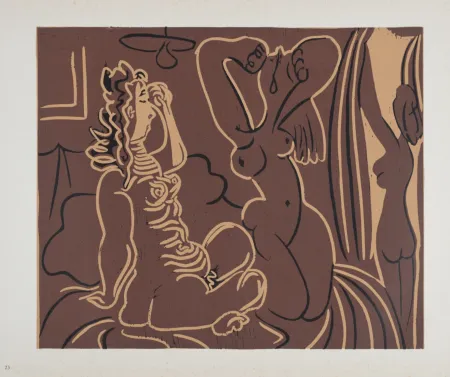 Linograbado Picasso (After) - Trois femmes, 1962