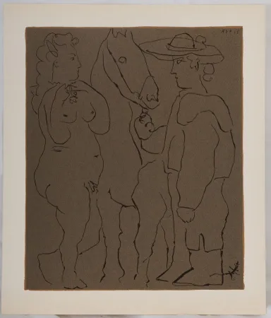 Linograbado Picasso - Amoureux et cheval