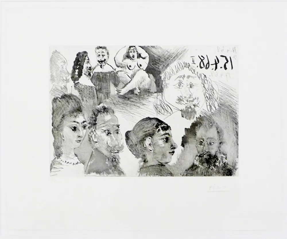 Aguafuerte Picasso - Autour d'El Greco et de Rembrandt: Portraits