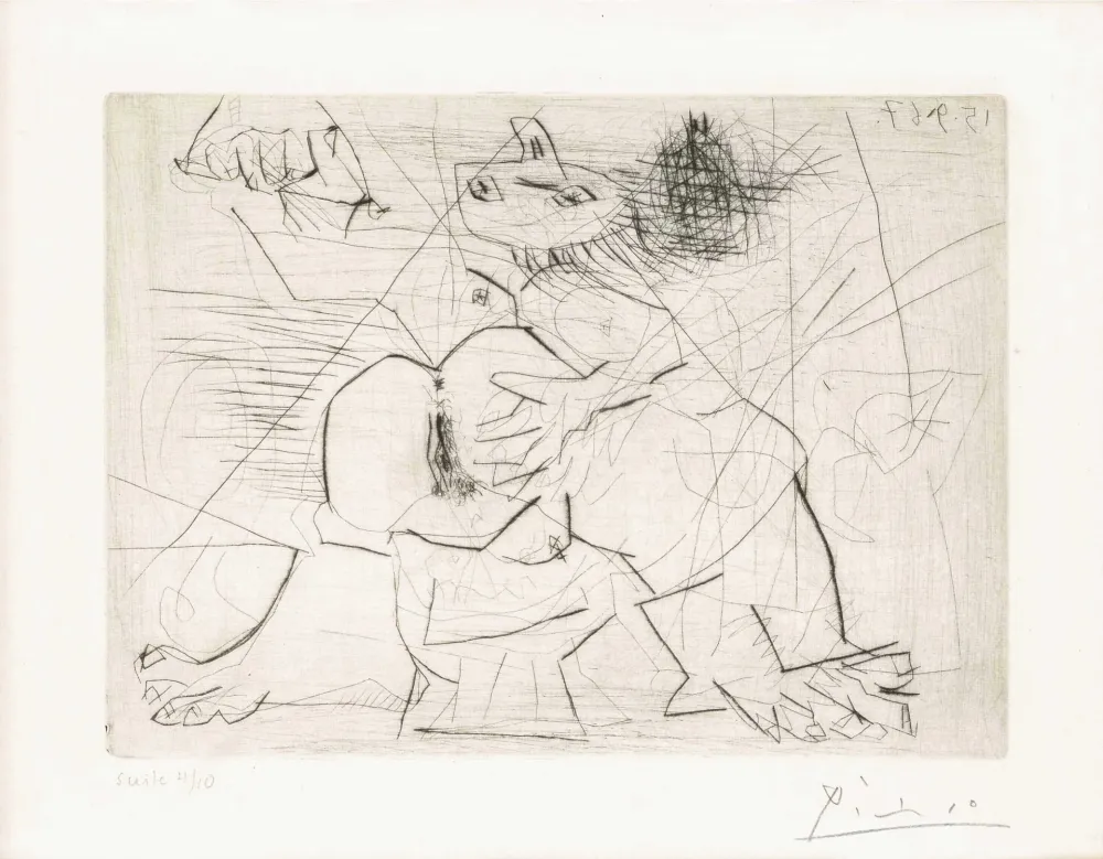Grabado Picasso - Aux quatre coins de la pièce, from Hommage à Roger Lacourière