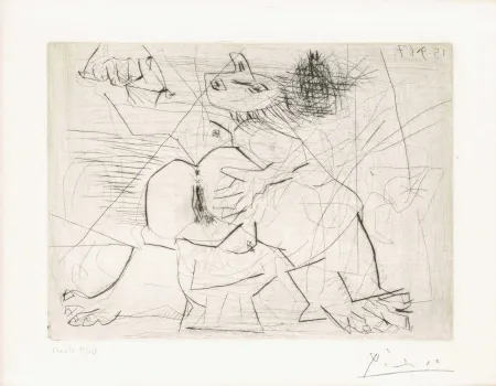 Grabado Picasso - Aux quatre coins de la pièce, from Hommage à Roger Lacourière