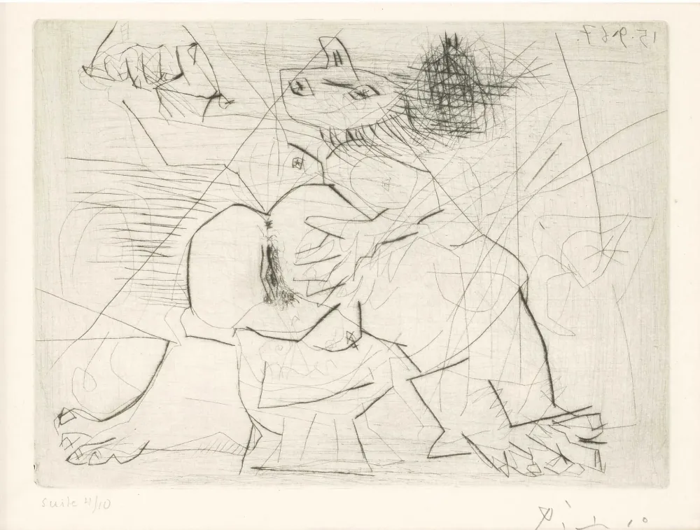 Grabado Picasso - Aux quatre coins de la pièce, from Hommage à Roger Lacourière