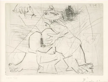 Grabado Picasso - Aux quatre coins de la pièce, from Hommage à Roger Lacourière
