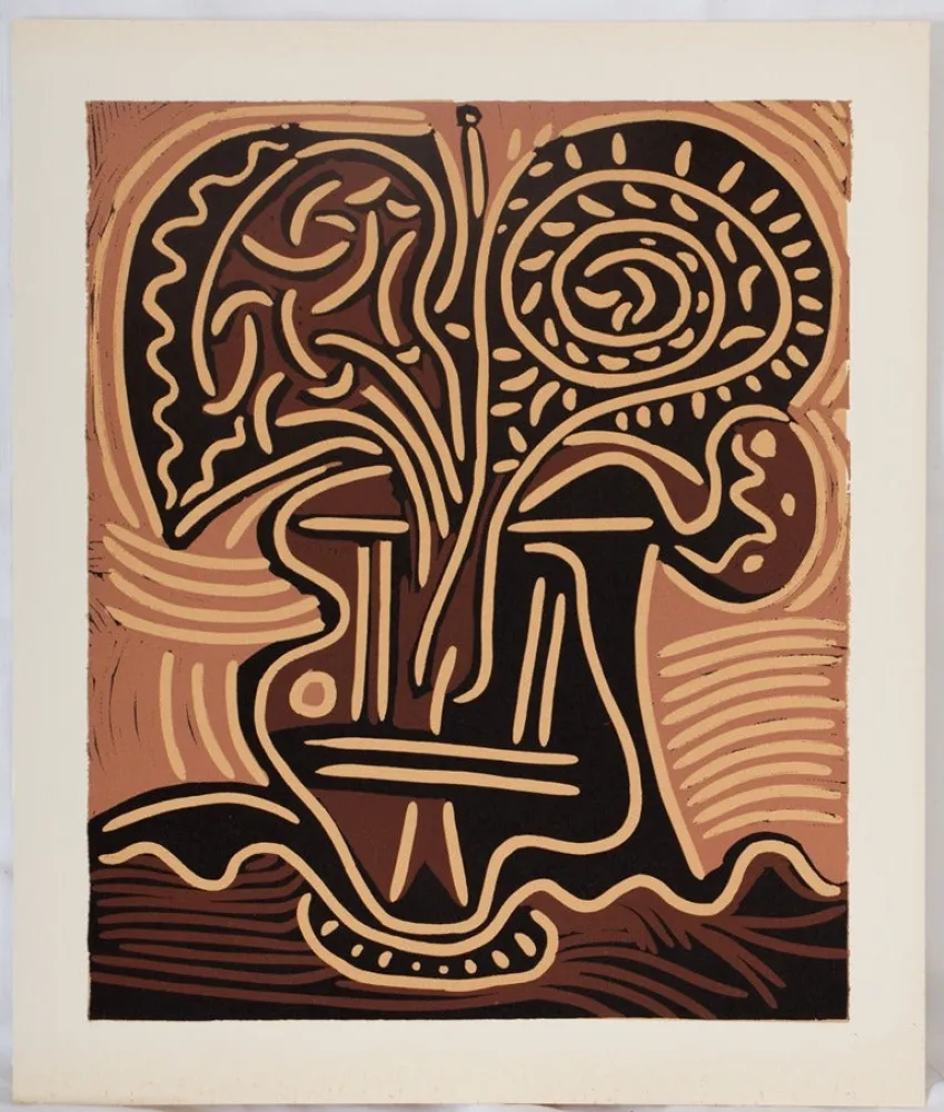 Linograbado Picasso - Bouquet de fleurs
