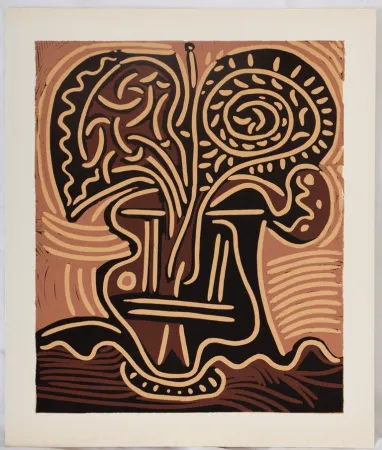 Linograbado Picasso - Bouquet de fleurs