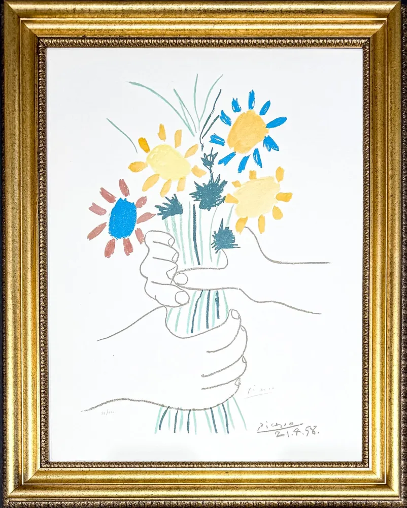 Litografía Picasso - Bouquet de Fleurs