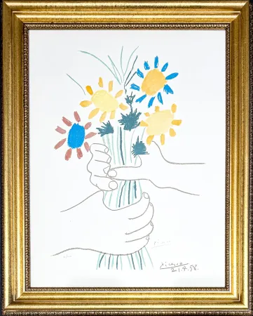 Litografía Picasso - Bouquet de Fleurs