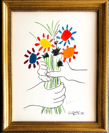 Litografía Picasso - Bouquet de Fleurs