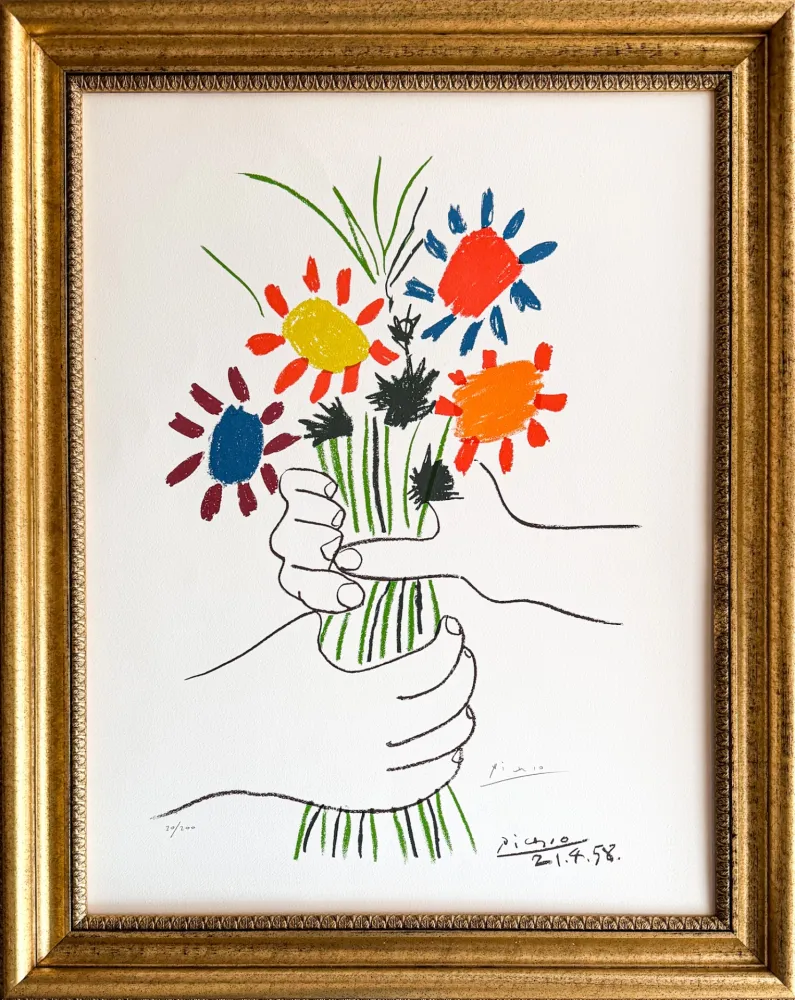 Litografía Picasso - Bouquet de Fleurs