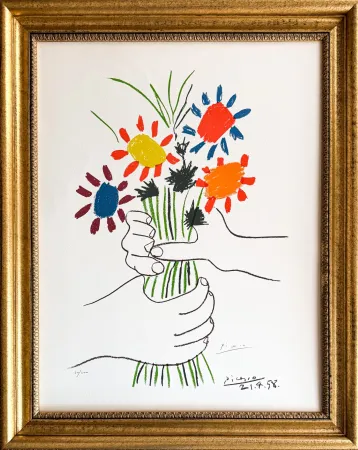 Litografía Picasso - Bouquet de Fleurs
