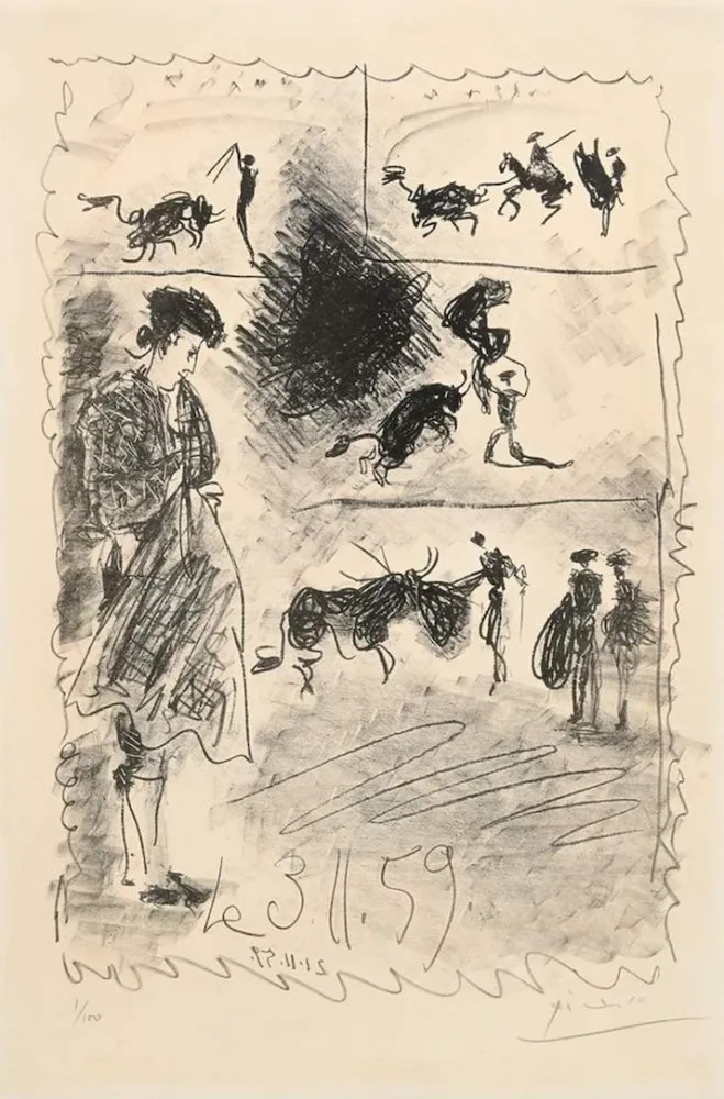 Litografía Picasso - Bullfighting scene