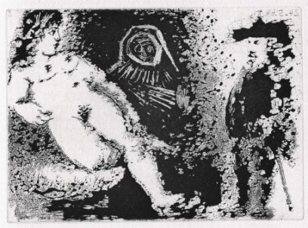 Aguatinta Picasso - Célestine, Fille et vieux client