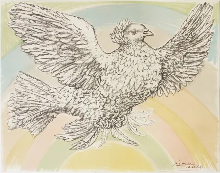 Litografía Picasso - Colombe à l'Arc en Ciel
