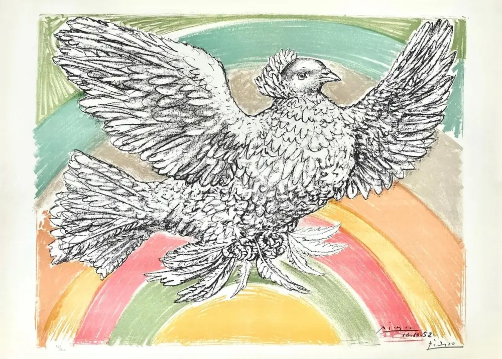Litografía Picasso - Colombe volant