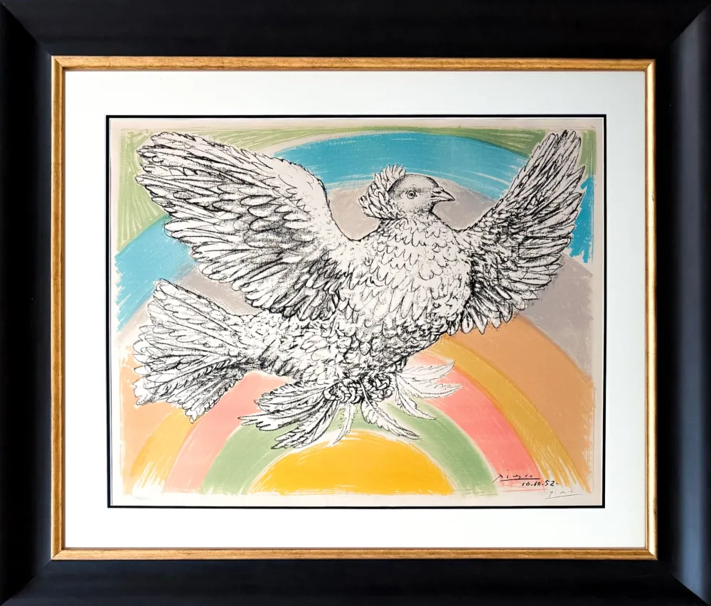 Litografía Picasso - Colombe volant (à l'Arc-en-ciel)