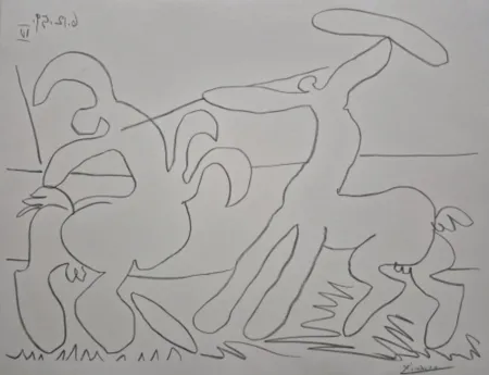 Litografía Picasso - Combat de centaures IV