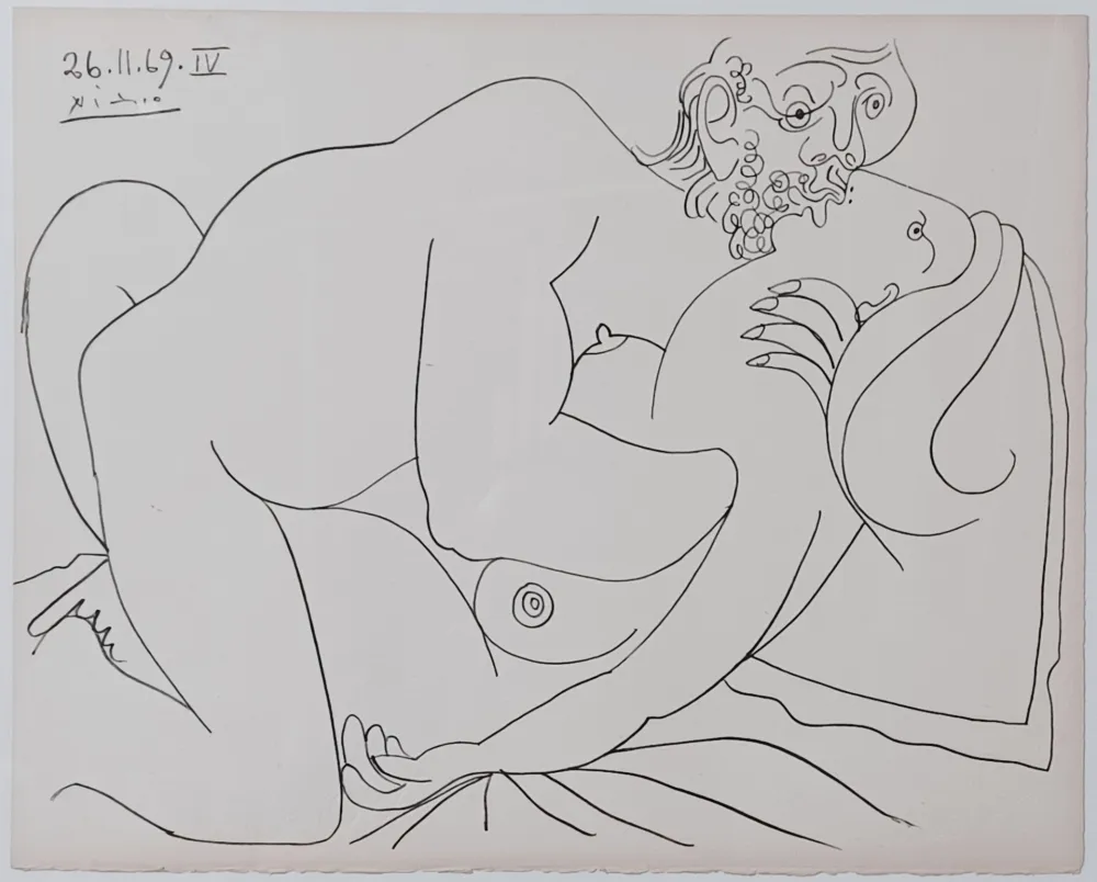 Litografía Picasso - Coppie e nudi femminili IV