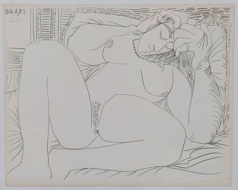 Litografía Picasso - Couples and female nudes I
