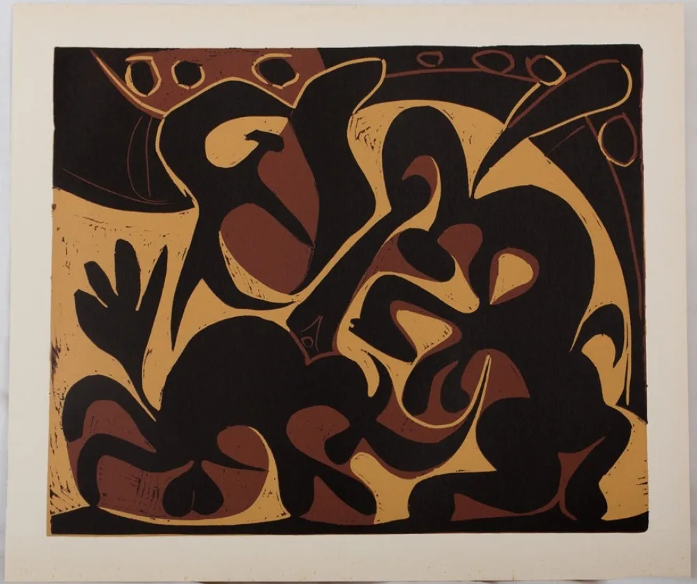 Linograbado Picasso - Dans l'arène