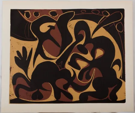 Linograbado Picasso - Dans l'arène
