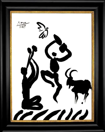 Litografía Picasso - Danseur et musicien