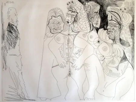 Grabado Picasso - DEGAS VIEWING THREE NUDES