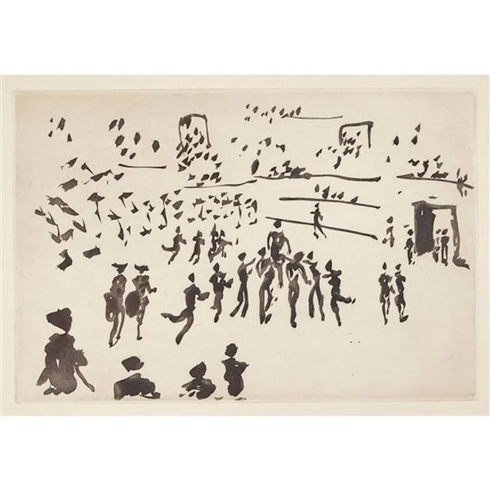 Aguatinta Picasso - El torero sale en hombros de los aficionados