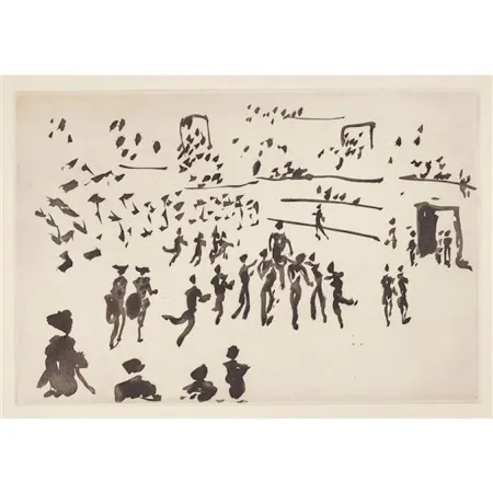 Aguatinta Picasso - El torero sale en hombros de los aficionados
