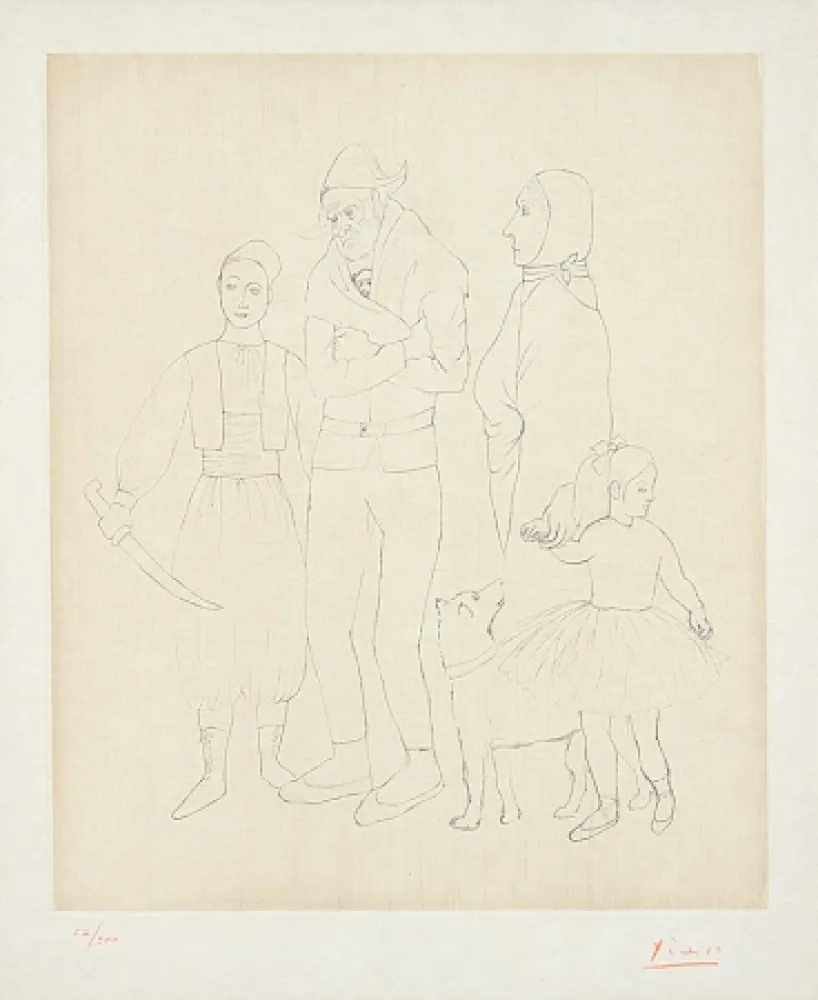 Grabado Picasso - Famille de Saltimbanques (Family of Acrobats), c.1950