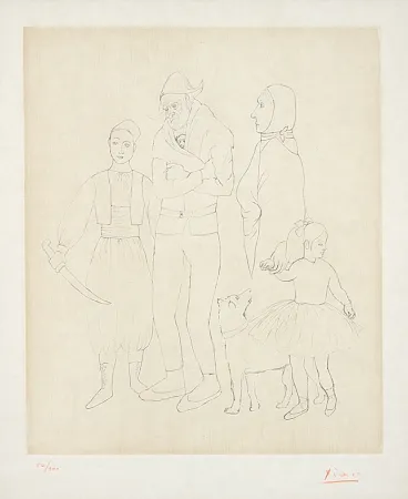 Grabado Picasso - Famille de Saltimbanques (Family of Acrobats), c.1950