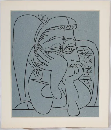 Linograbado Picasso - Femme accoudée