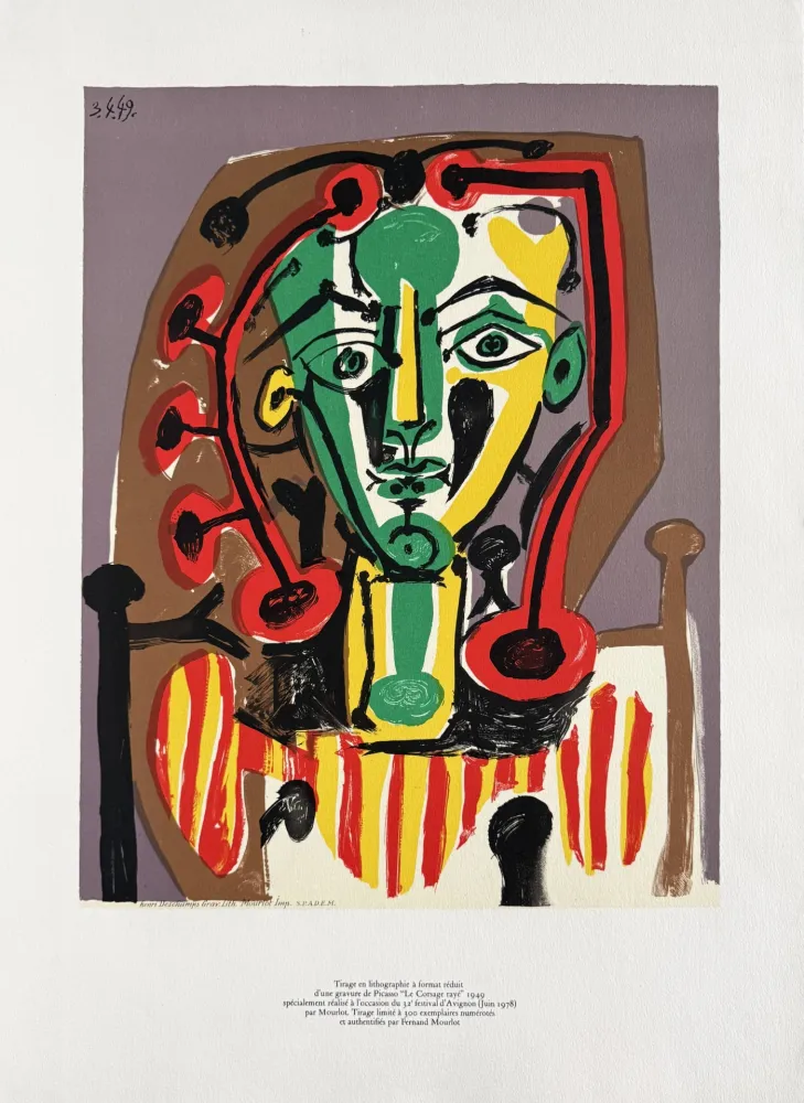 Litografía Picasso - Figure au Corsage rayé (Figure with Striped Bodice)