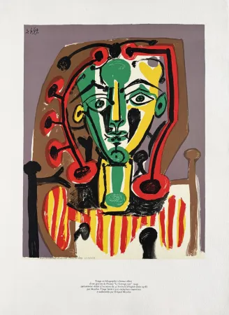 Litografía Picasso - Figure au Corsage rayé (Figure with Striped Bodice)