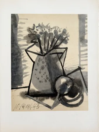 Litografía Picasso - Fleurs dans un Pot
