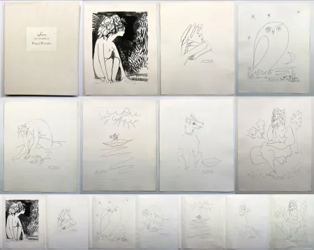 Aguafuerte Picasso - Geneviève Laporte. LES CAVALIERS D'OMBRE. Double suite des gravures de Picasso (1954)