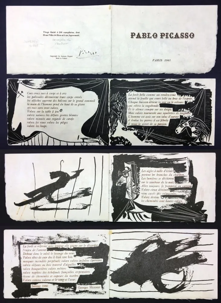 Libro Ilustrado Picasso - Georges Hugnet : PABLO PICASSO (Paris, 1941). 