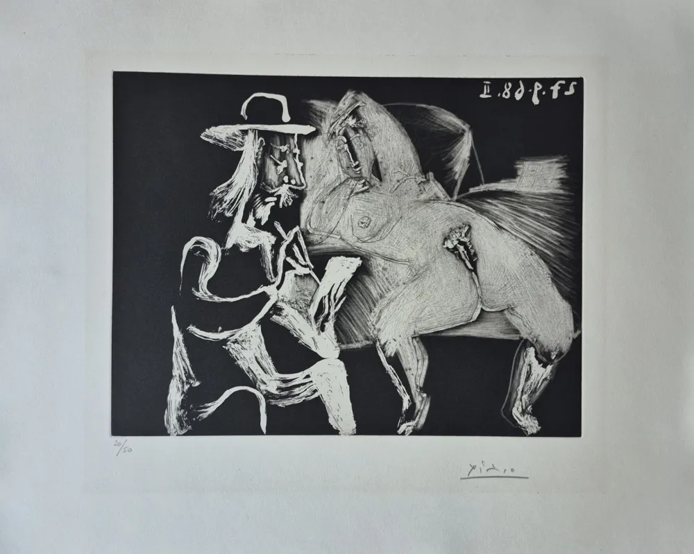 Grabado Picasso - Homme au Chapeau dessinant à Côté d'une Femme offerte, from Séries 347