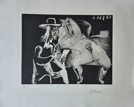 Grabado Picasso - Homme au Chapeau dessinant à Côté d'une Femme offerte, from Séries 347