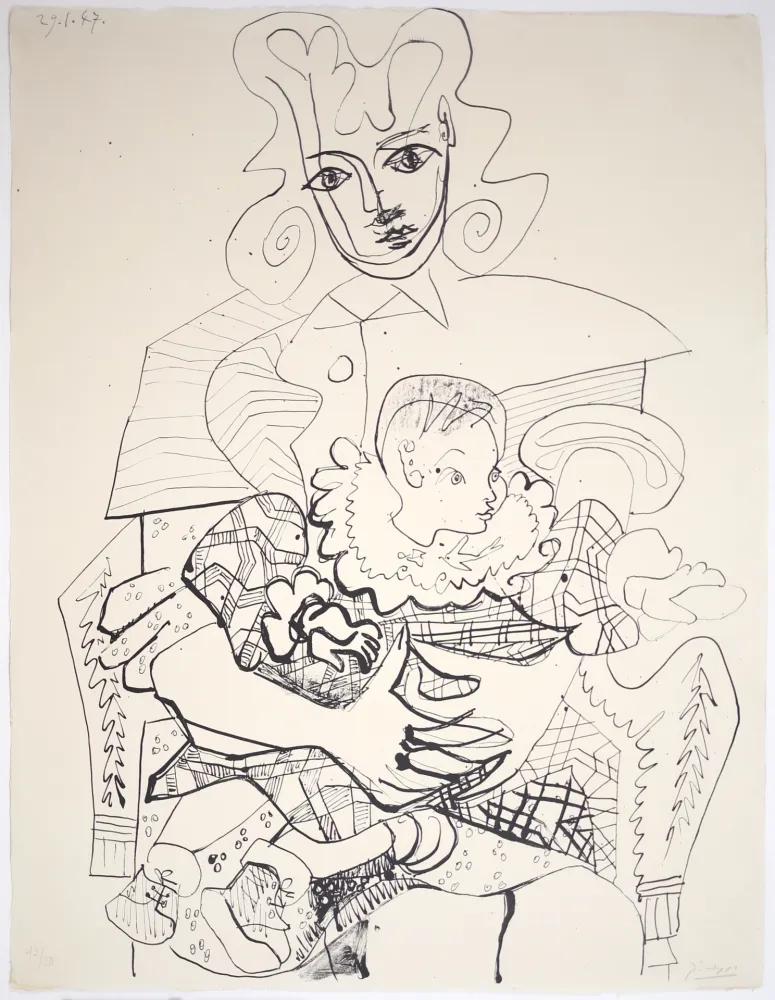 Litografía Picasso - Ines et son Enfant