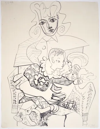 Litografía Picasso - Ines et son Enfant