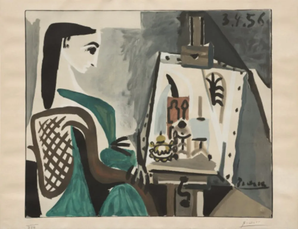 Litografía Picasso - Jacqueline à l'Atelier (Jacqueline at the Easel)