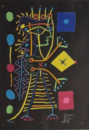 Litografía Picasso - Jacqueline (La Dame aux Des)